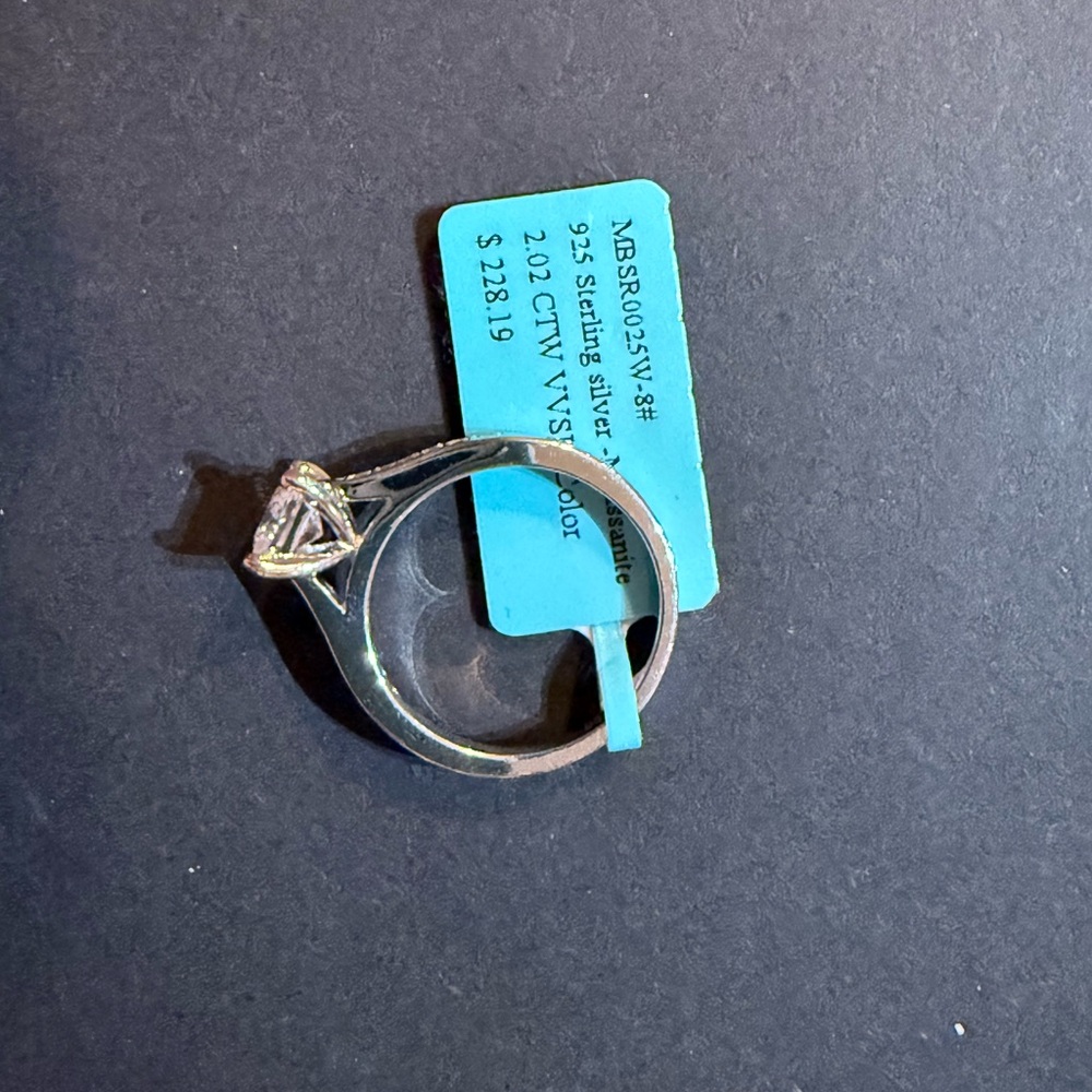 Silver Ring with Clear Gemstone - size 8